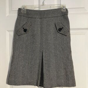 LOFT Black and White Chevron A-Line Skirt